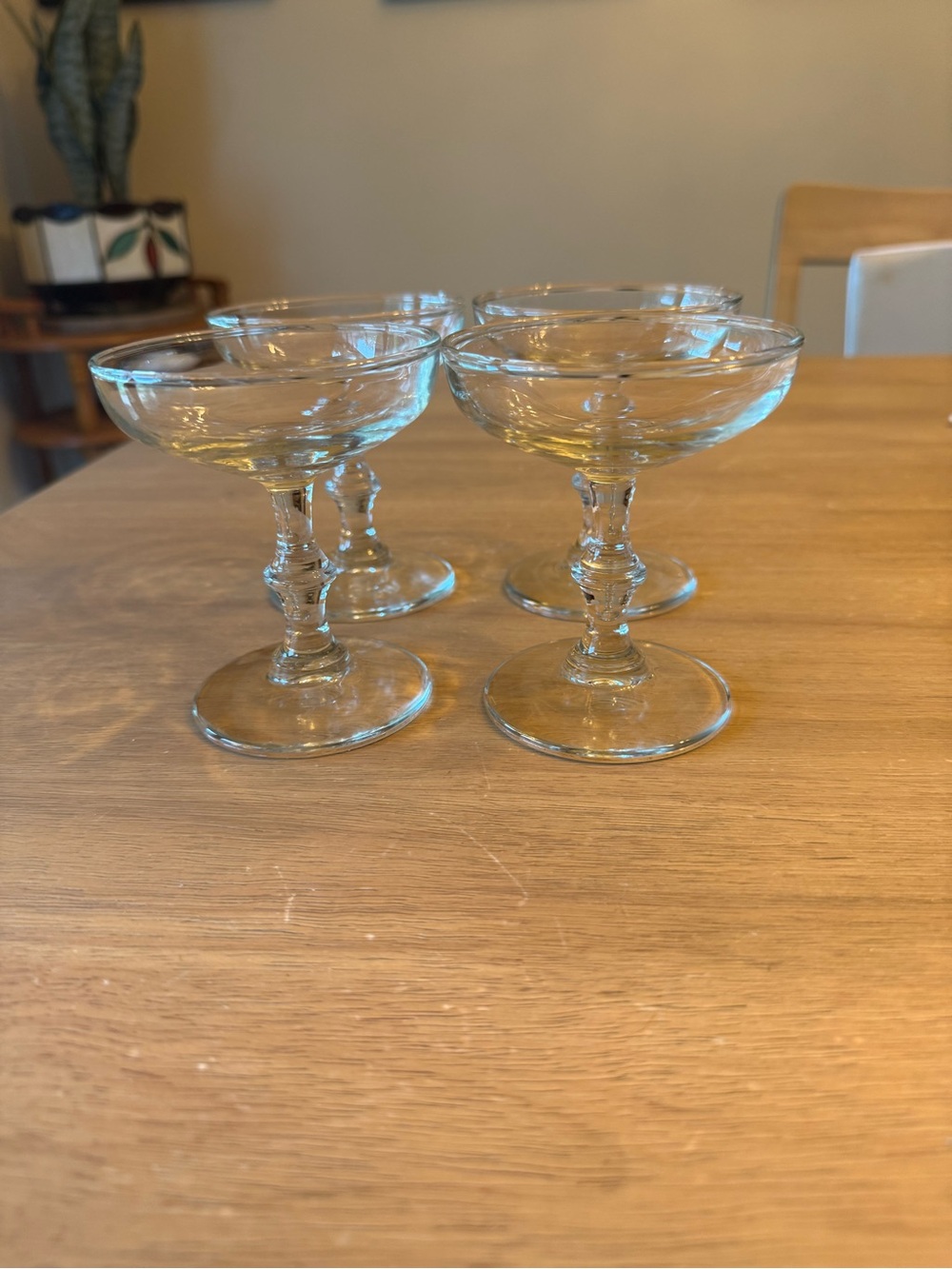 Vintage Libbey Georgian Champagne Cocktail Coupe Glasses 2oz. Knobbed Stem 4 Pc